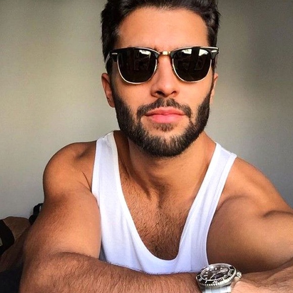 Classic Black Lens Retro Men Square Sunglasses - Picture 2 of 4